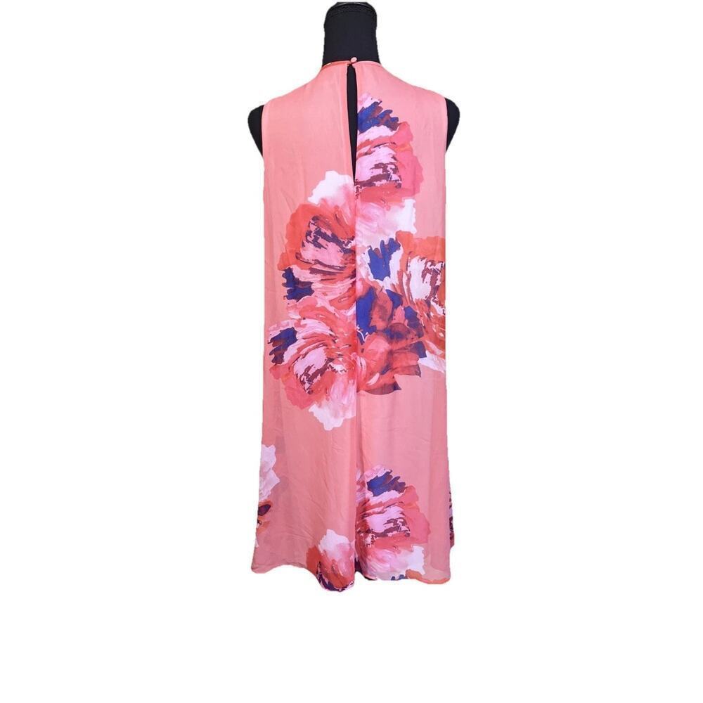 Calvin Klein Womens Floral A-Line Maxi Dress Sz 12 Coral Orange Shower Wedding - Picture 2 of 15